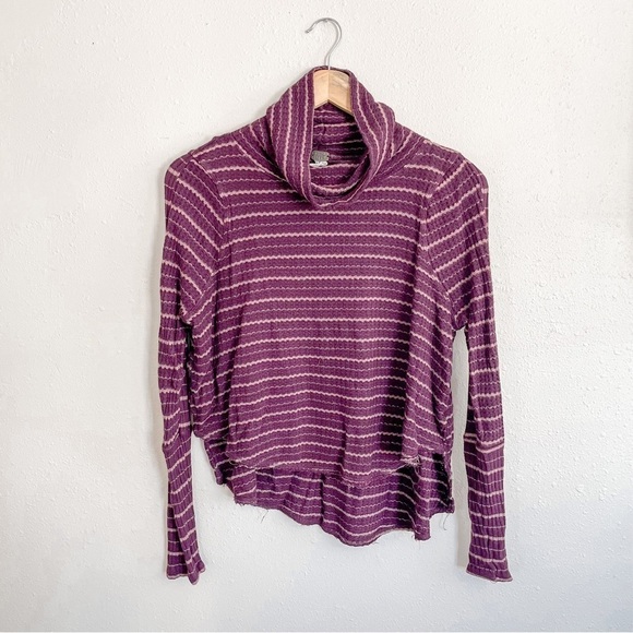 Free People/We the free Kristine drippy thermal cowl neck long sleeve top - Picture 2 of 11